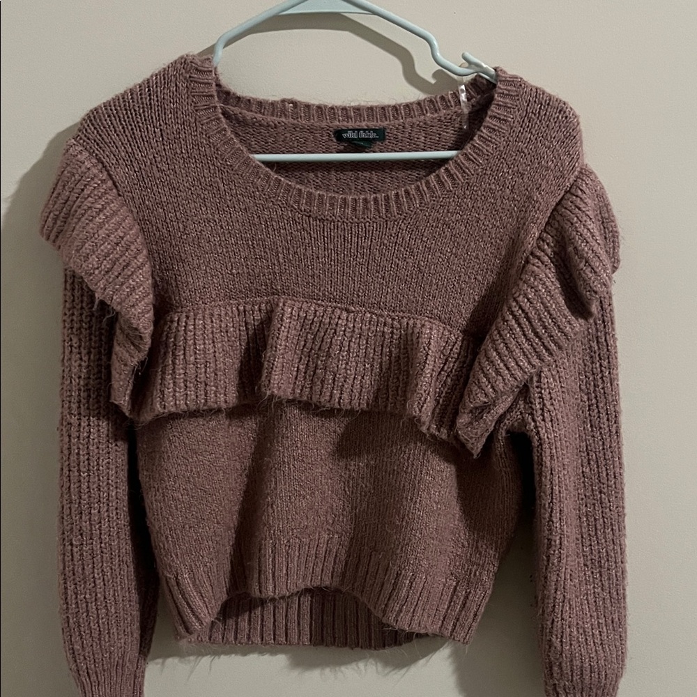 Wild Fable Mauve Ruffle Sweater